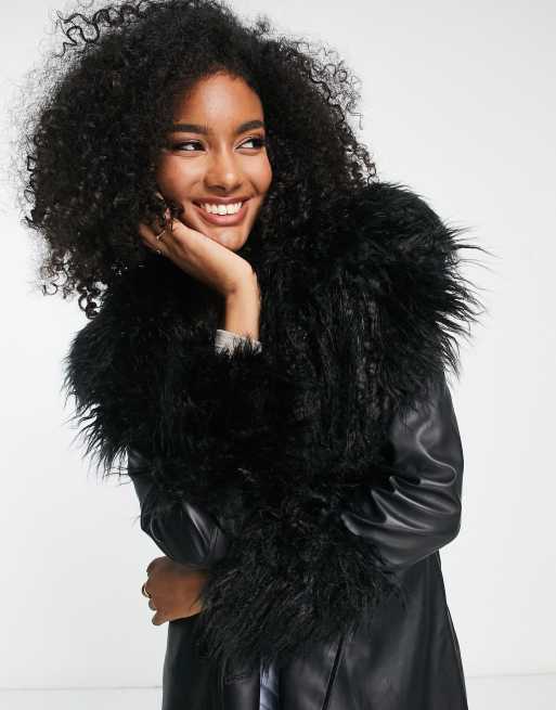 Cheap black hotsell faux fur jacket