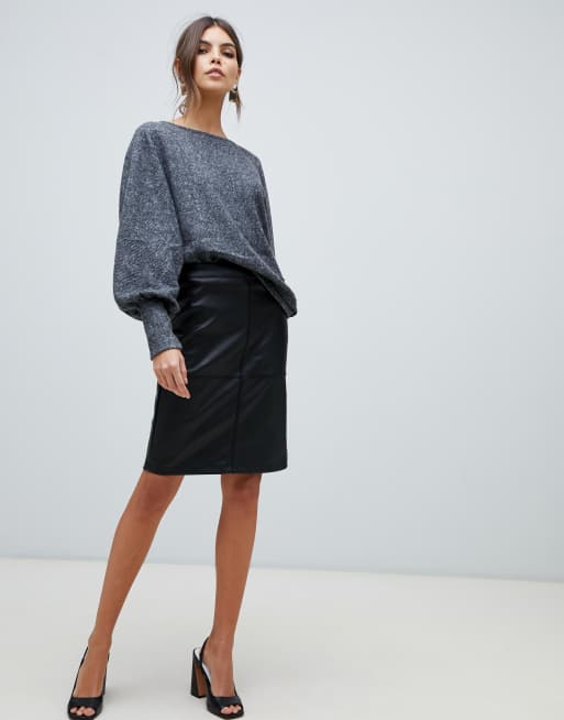 Leather pencil hotsell skirt asos