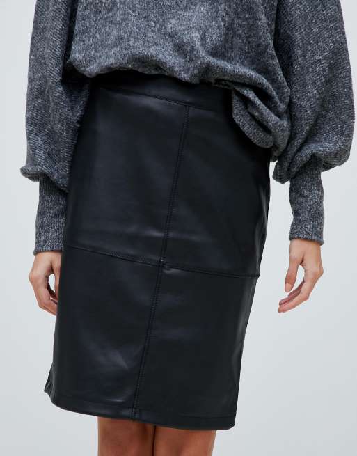 Vila faux shop leather pencil skirt