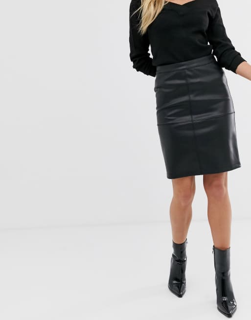 Vila high shop waist leather skirt