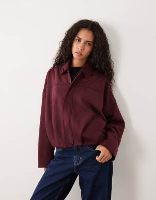 Vila Faux Suede Bomber Jacket In Red