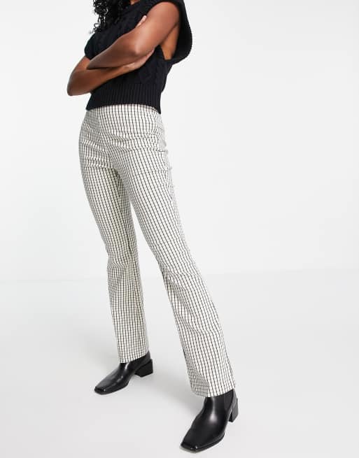 Vila flared pants in check print