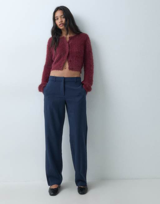 Vila flauschige Strickjacke in Burgunderrot, 3 von 5