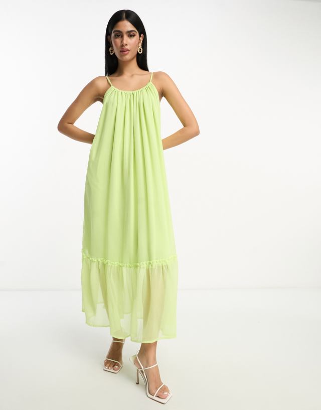 Vila - floaty cami maxi dress in pastel lime green