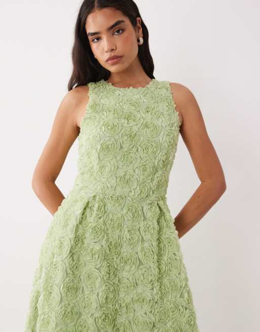 VILA floral jacquard maxi dress in sage green, 4 of 4