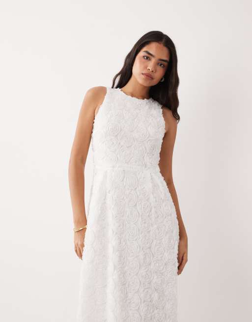 Vila floral jacquard maxi dress in white, 3 of 4