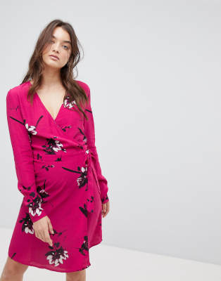 fuschia pink wrap dress