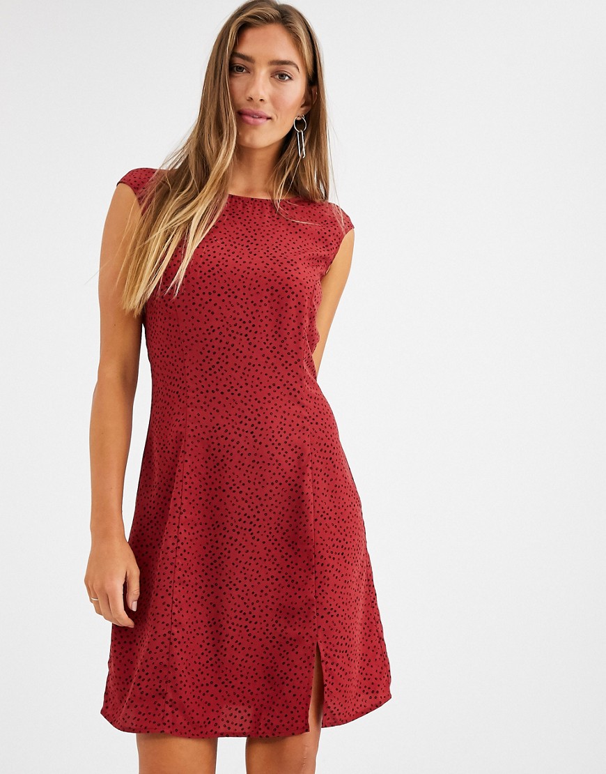 Vila floral shift dress-Red