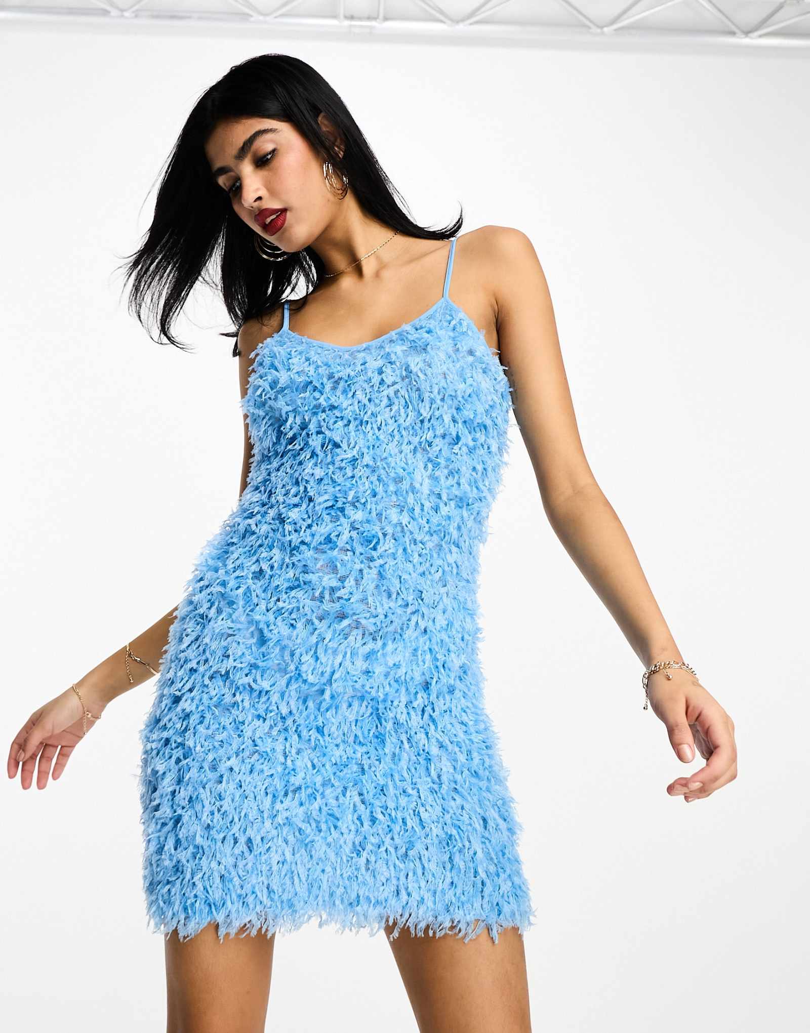 Мини-платье Vila fluffy cami нежно-голубого цвета
