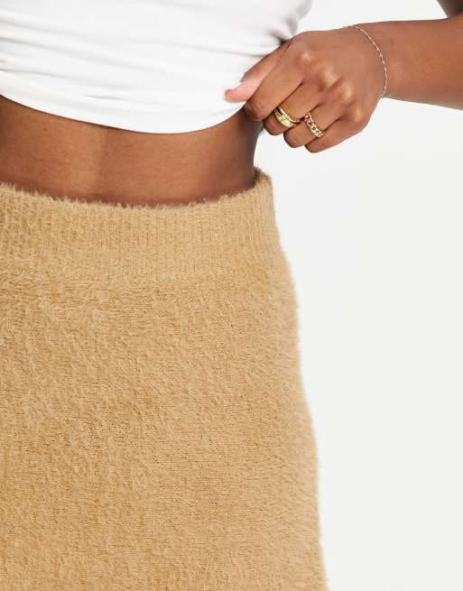 Vila fluffy coordinating mini skirt in tan, 2 of 4