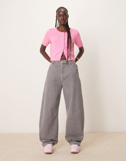 Cropped Cardigan Shaggy Cardigan Pink Puff Sleeve Cardigan Shaggy