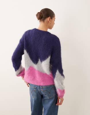 Vila Fluffy Knit Sweater In Multi