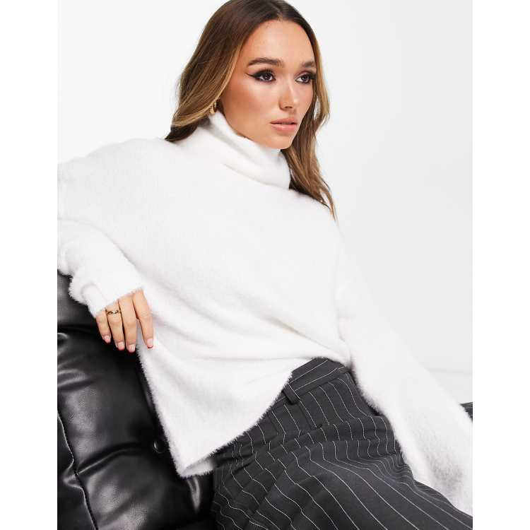 Fluffy polo store neck jumper