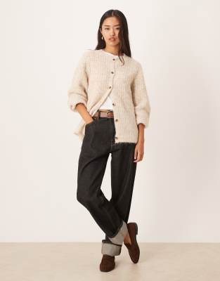 Vila Fluffy Texture Knit Cardigan In White