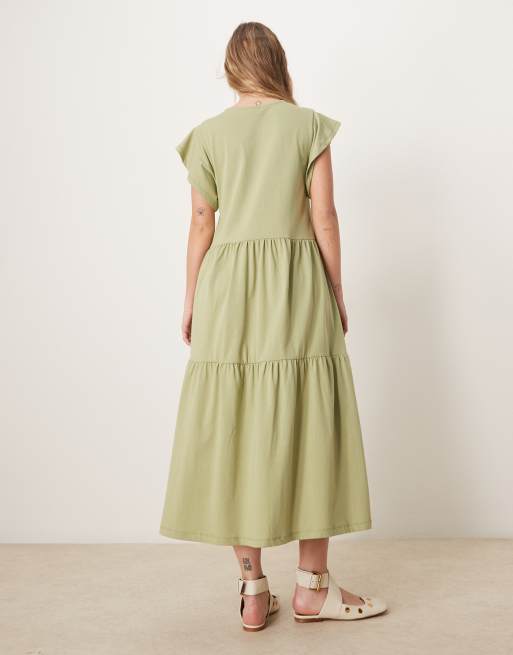 knee length dresses for ladies Tate Black Oval Textured Tiered Hem Midi Dress  Popsy Clothing