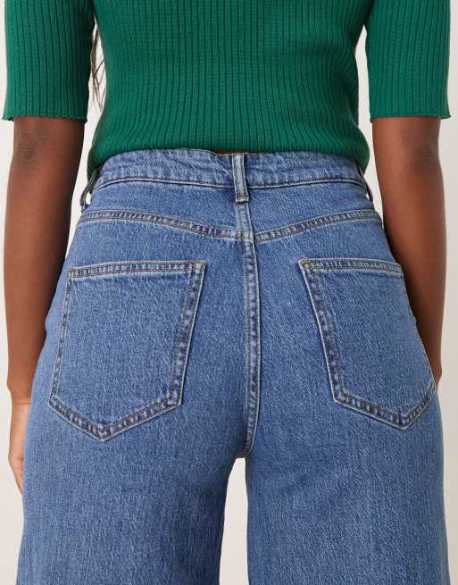 Vila Freya high waist wide leg jean in medium blue denim, 5 of 5