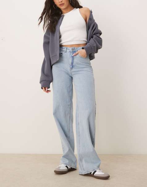 Vila Freya high waist wide leg jean in light blue denim