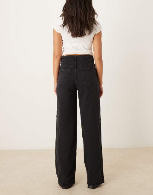 VILA - Freya - Jeans met wijde pijpen en hoge taille in zwart, 2 van 5