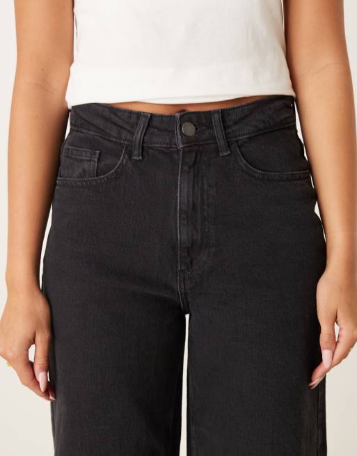 VILA - Freya - Jeans met wijde pijpen en hoge taille in zwart, 4 van 5