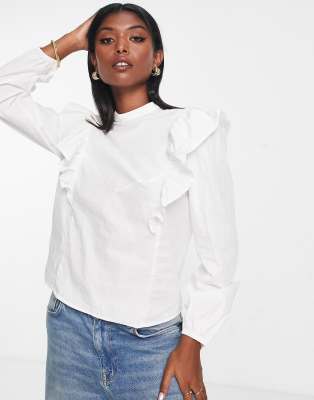 Missyempire white plunge drape detail shirt in white