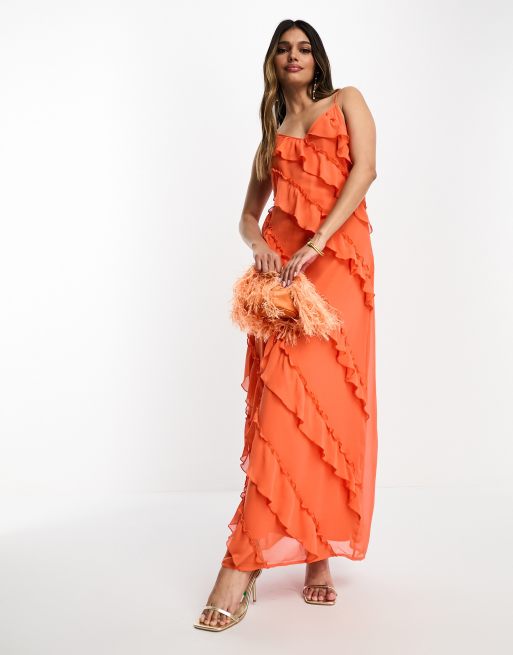 Orange clearance frill dress