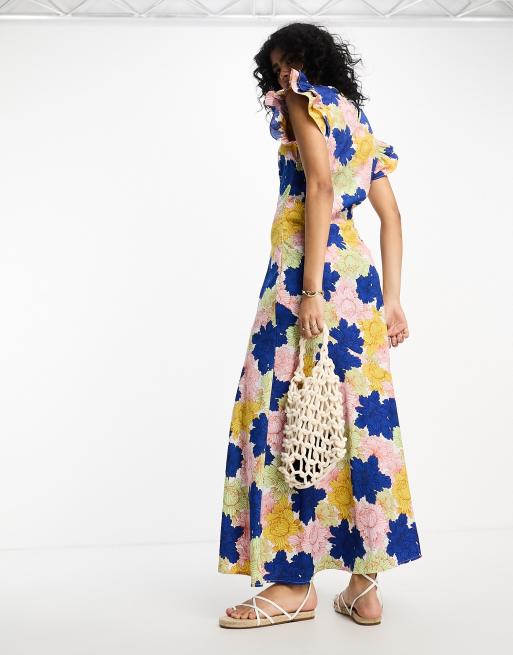 Zara yellow floral maxi 2024 dress