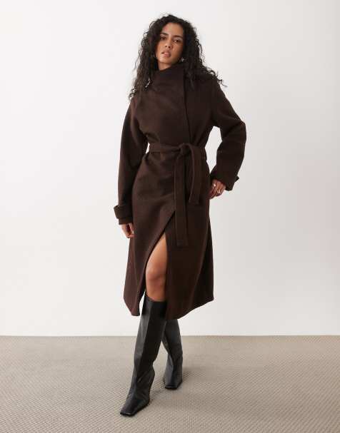 Vila funnel neck jacket in chocolate brown - view 1