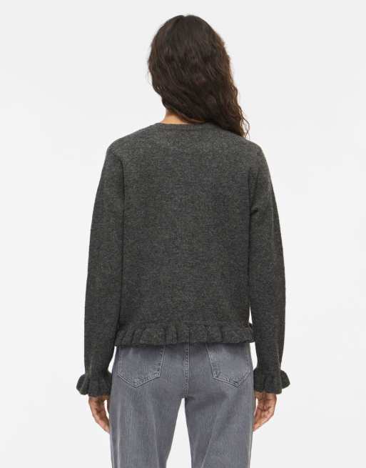 Vila gebreid vest in medium grijs gemêleerd, 2 van 6