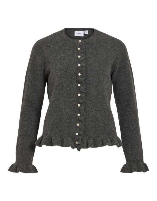 Vila gebreid vest in medium grijs gemêleerd, 5 van 6