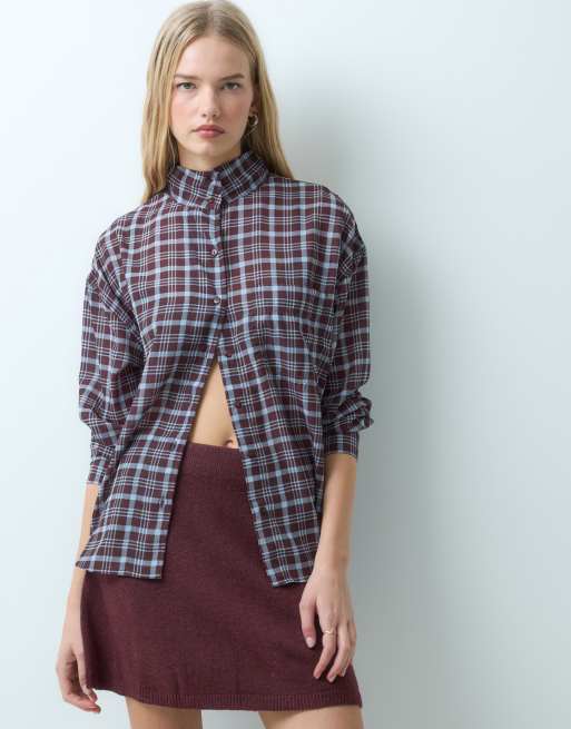 Vila gebreide minirok met hoge taille in bordeauxrood gemêleerd, co-ord, 5 van 5