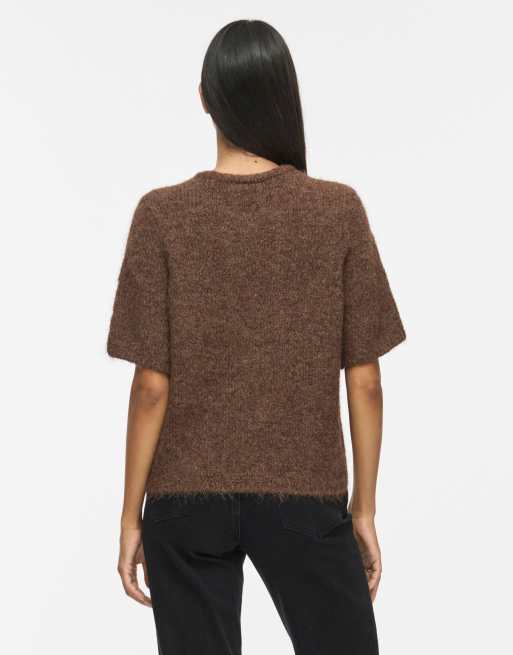 Vila gebreide top in chocoladebruin, 2 van 6