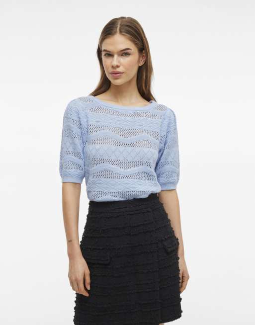 VILA - Gebreide top in Kentucky blauw