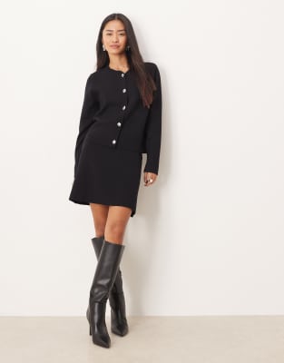 VILA - Gerippter Minirock in Schwarz, Kombiteil