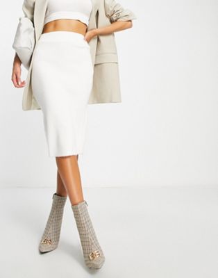 Vila knitted midi skirt in white (part of a set) - ASOS Price Checker