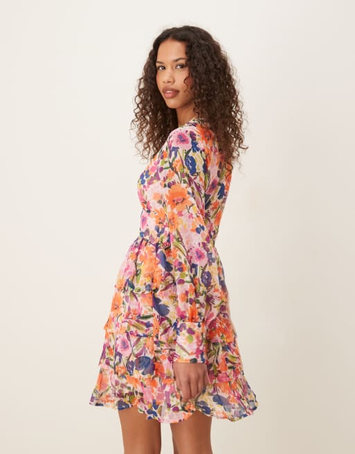 VILA – Gestuftes Minikleid mit buntem Blumenprint, 4 von 4