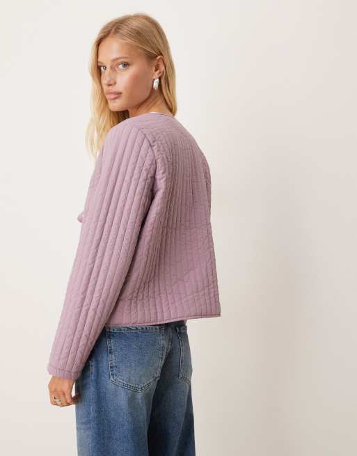 VILA - Gewatteerd jack met gestrikte voorkant in licht mauve, 2 van 4