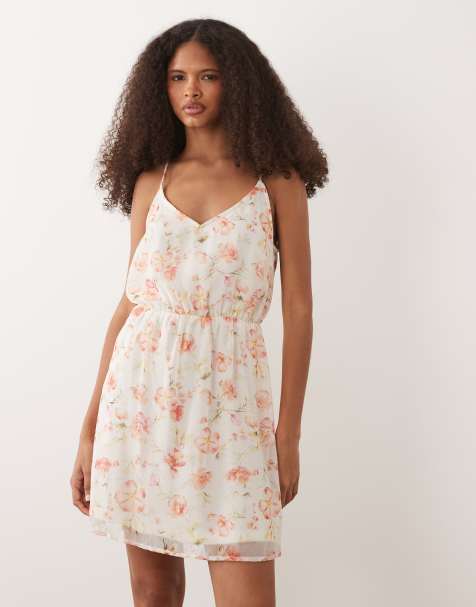 VILA - Geweven mini cami-jurk in roze bloemenprint - view 1