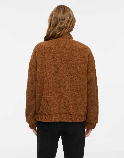 Vila giacca bomber in teddy con zip, marrone, 2 di 7