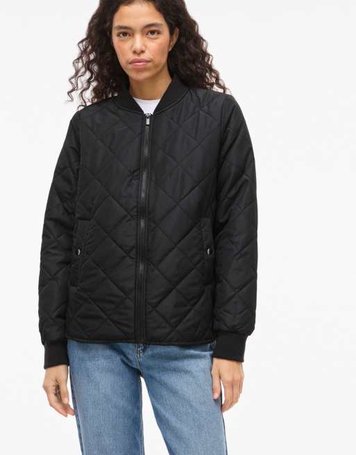 Vila - Giacca bomber stile baseball oversize nera, 4 di 4