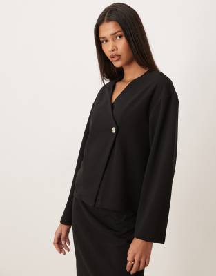 Gilet cache-caur d'ensemble en maille à bouton martelé - Noir L