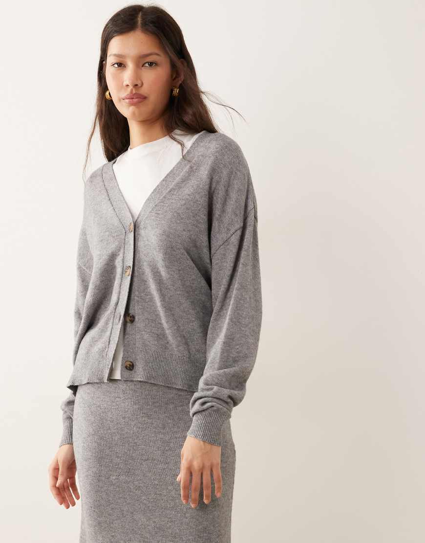 Gilet d'ensemble en maille - Gris moyen chiné S