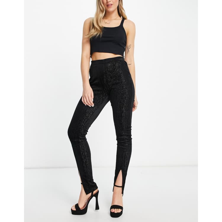 Textured Sparkle Hi Waisted Leggings (Black or Silver) – Lola