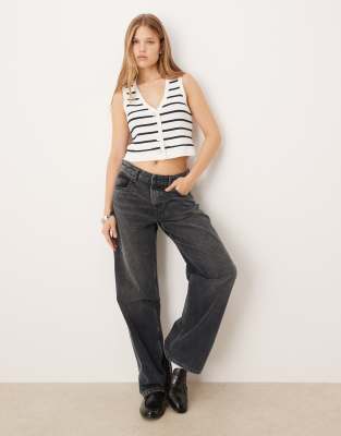 Vila Gold Button Knit Tank Top In Multi