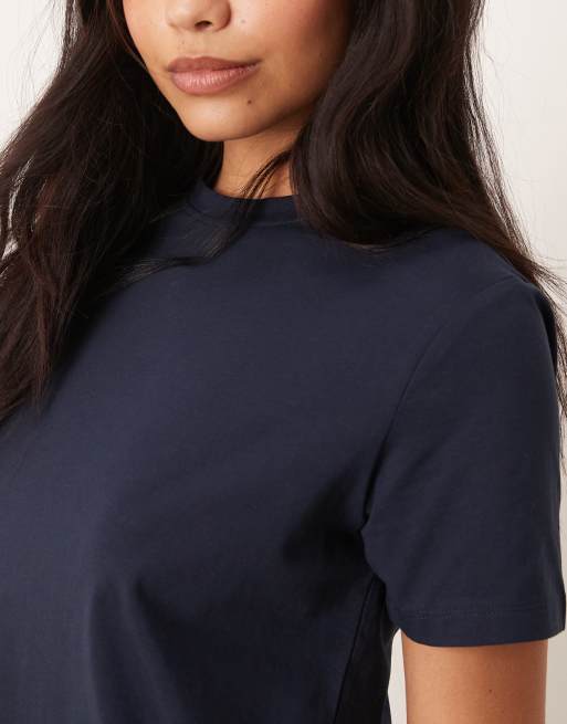 Vila – Granatowy T-shirt oversize o fasonie boyfriend, 2 z 4