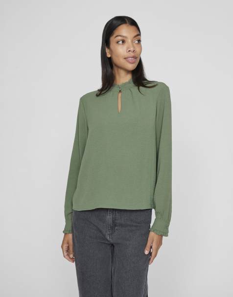 VILA – Grön topp med långa ärmar - view 1