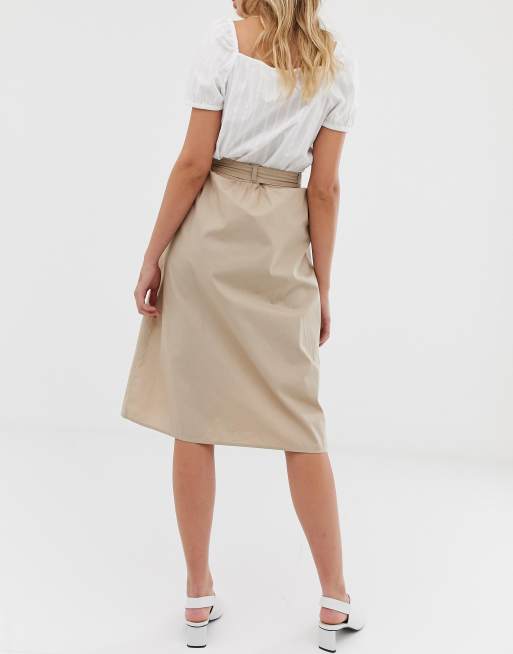 Vila Halflange utility rok in beige