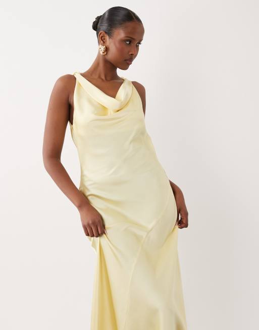 chinese dress ladies Asos Edition Satin Plunge Maxi Dress With Cross Back In Sage Green