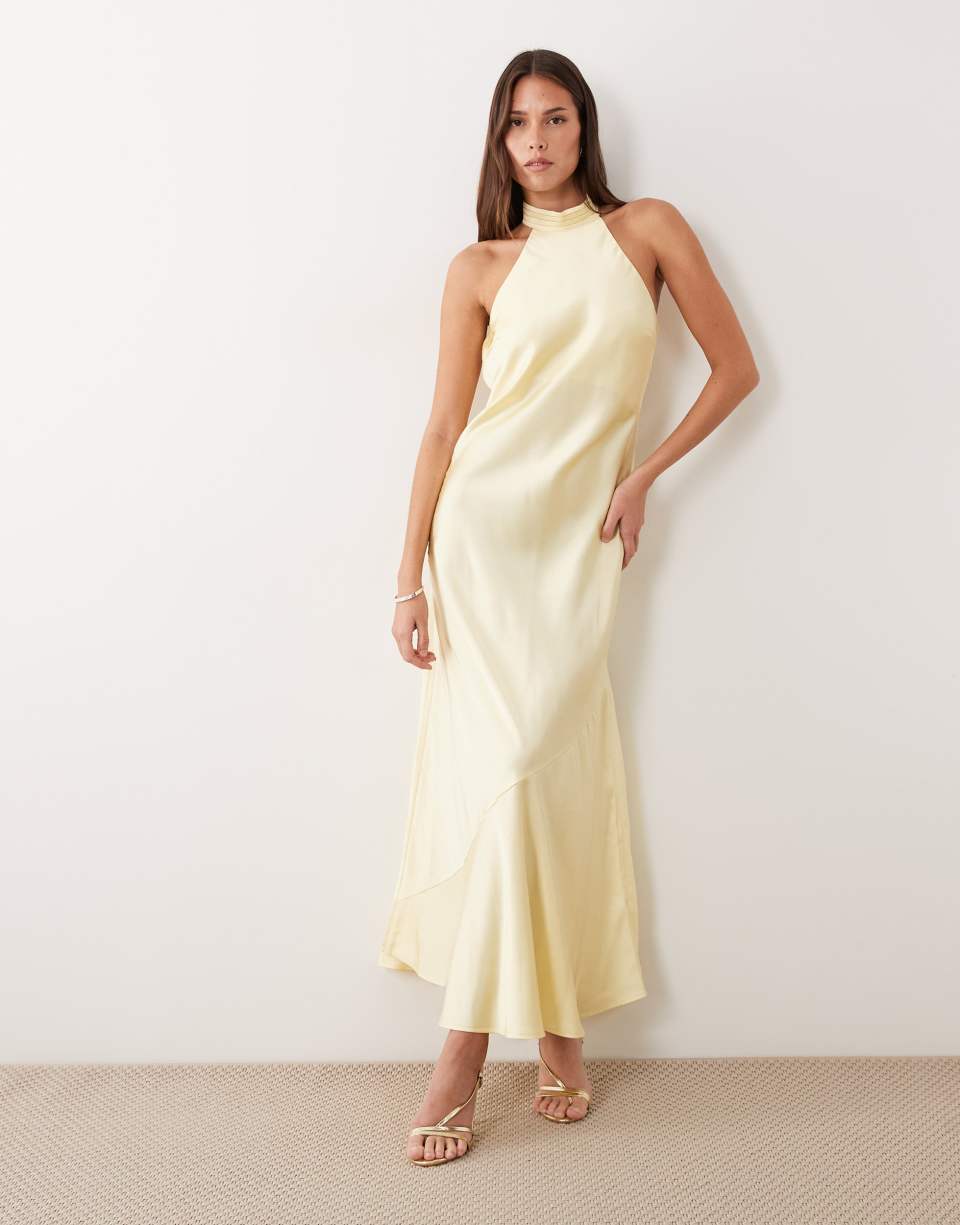 Halter neck satin dress