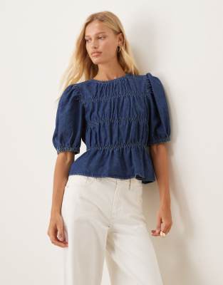 Vila - Hänger-Oberteil aus dunkelblauem Denim