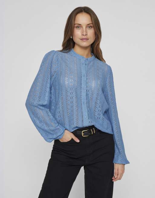 Vila – Hemdbluse in Glücksblau